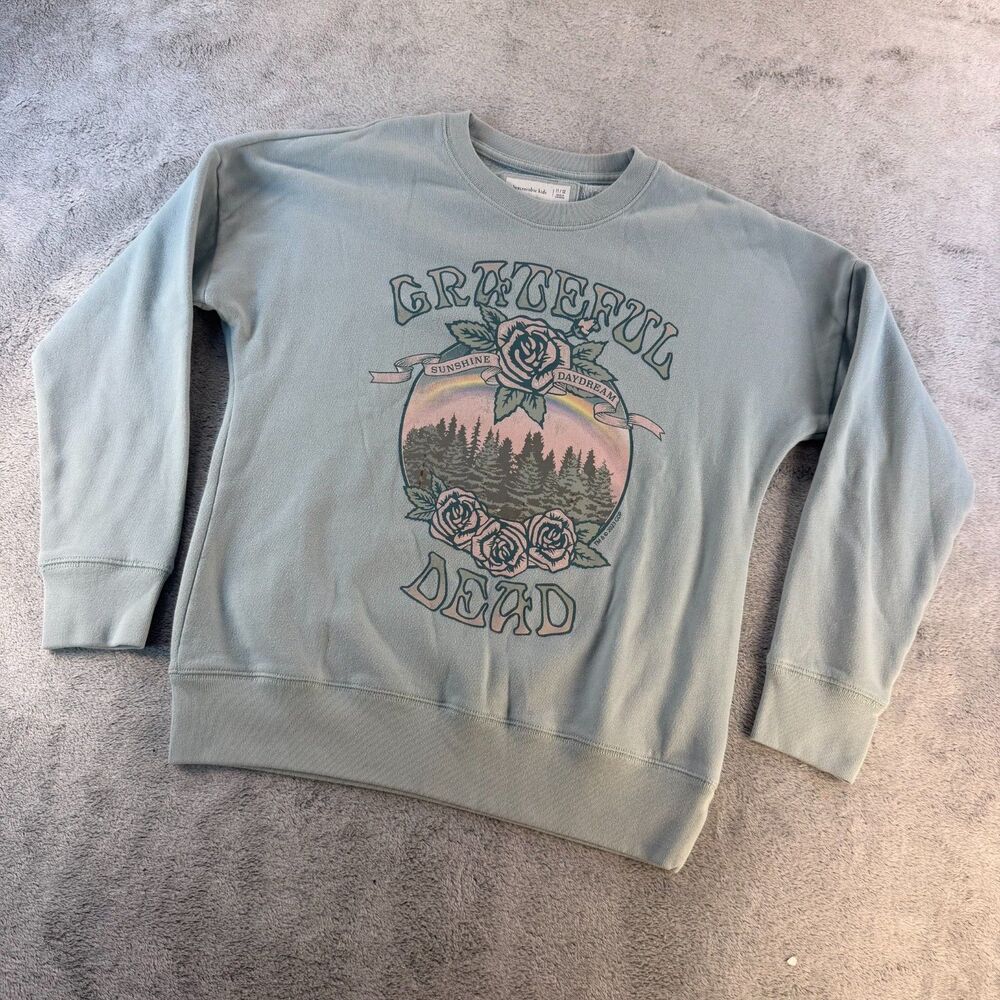 Abercrombie Kids Grateful Dead Sweatshirt Girls 11/12 Blue Graphic Pullover Flee